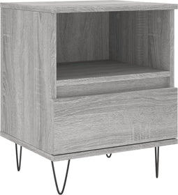 vidaXL - Nachtkastje - 40x35x50 - cm - bewerkt - hout - grijs - sonoma - eikenkleurig