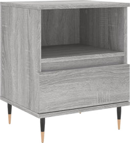 vidaXL - Nachtkastje - 40x35x50 - cm - bewerkt - hout - grijs - sonoma - eikenkleurig