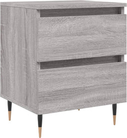 vidaXL - Nachtkastje - 40x35x50 - cm - bewerkt - hout - grijs - sonoma - eikenkleurig
