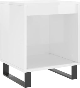 vidaXL - Nachtkastje - 40x35x50 - cm - bewerkt - hout - hoogglans - wit