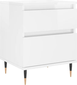 vidaXL - Nachtkastje - 40x35x50 - cm - bewerkt - hout - hoogglans - wit