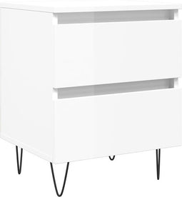 vidaXL - Nachtkastje - 40x35x50 - cm - bewerkt - hout - hoogglans - wit