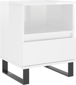 vidaXL - Nachtkastje - 40x35x50 - cm - bewerkt - hout - hoogglans - wit