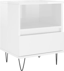 vidaXL - Nachtkastje - 40x35x50 - cm - bewerkt - hout - hoogglans - wit