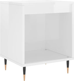 vidaXL - Nachtkastje - 40x35x50 - cm - bewerkt - hout - hoogglans - wit