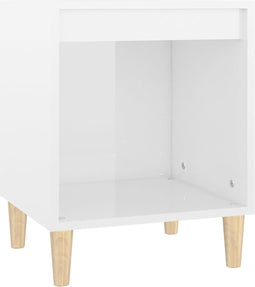 vidaXL - Nachtkastje - 40x35x50 - cm - bewerkt - hout - hoogglans - wit