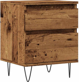 vidaXL - Nachtkastje - 40x35x50 - cm - bewerkt - hout - oud - houtkleurig
