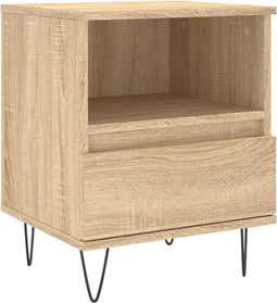 vidaXL - Nachtkastje - 40x35x50 - cm - bewerkt - hout - sonoma - eikenkleurig
