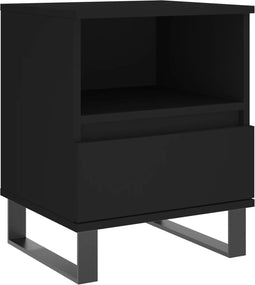 vidaXL - Nachtkastje - 40x35x50 - cm - bewerkt - hout - zwart