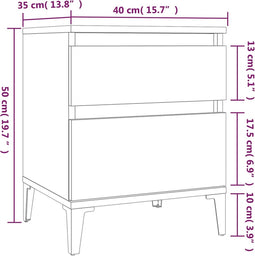 vidaXL - Nachtkastje - 40x35x50 - cm - gerookt - eikenkleurig