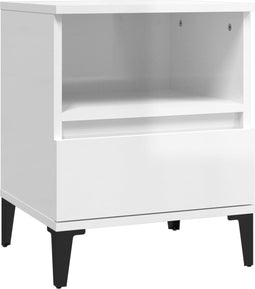 vidaXL - Nachtkastje - 40x35x50 - cm - hoogglans - wit