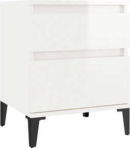 vidaXL - Nachtkastje - 40x35x50 - cm - hoogglans - wit