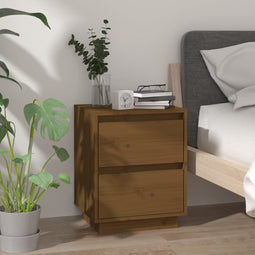 vidaXL - Nachtkastje - 40x35x50 - cm - massief - grenenhout - honingbruin
