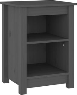 vidaXL - Nachtkastje - 40x35x55 - cm - massief - grenenhout - grijs