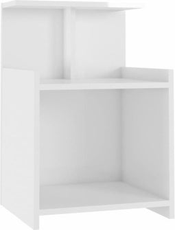 vidaXL - Nachtkastje - 40x35x60 - cm - bewerkt - hout - hoogglans - wit