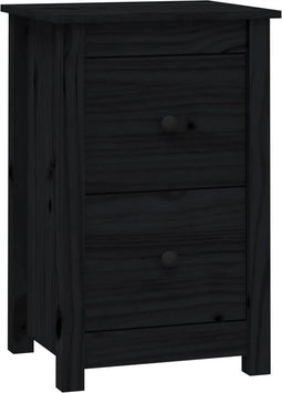 vidaXL - Nachtkastje - 40x35x61,5 - cm - massief - grenenhout - zwart