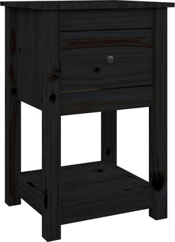 vidaXL - Nachtkastje - 40x35x61,5 - cm - massief - grenenhout - zwart