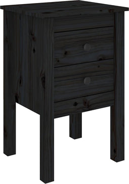 vidaXL - Nachtkastje - 40x35x61,5 - cm - massief - grenenhout - zwart