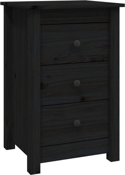 vidaXL - Nachtkastje - 40x35x61,5 - cm - massief - grenenhout - zwart