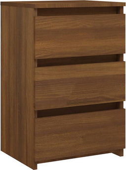 vidaXL - Nachtkastje - 40x35x62,5 - cm - bewerkt - hout - bruin - eikenkleur