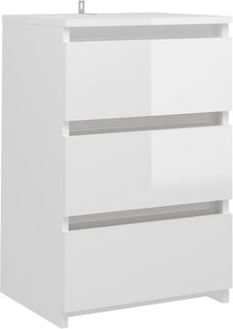 vidaXL - Nachtkastje - 40x35x62,5 - cm - bewerkt - hout - hoogglans - wit