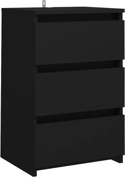 vidaXL - Nachtkastje - 40x35x62,5 - cm - bewerkt - hout - zwart