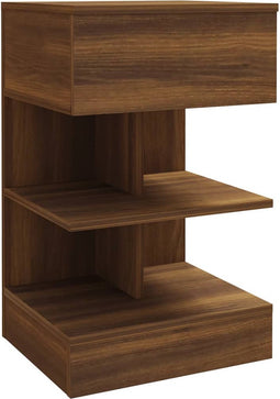 vidaXL - Nachtkastje - 40x35x65 - cm - bewerkt - hout - bruin - eikenkleur