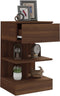 vidaXL - Nachtkastje - 40x35x65 - cm - bewerkt - hout - bruin - eikenkleur