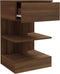 vidaXL - Nachtkastje - 40x35x65 - cm - bewerkt - hout - bruin - eikenkleur