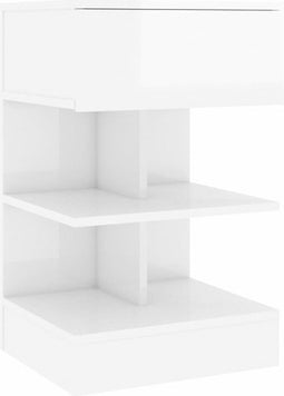 vidaXL - Nachtkastje - 40x35x65 - cm - bewerkt - hout - hoogglans - wit