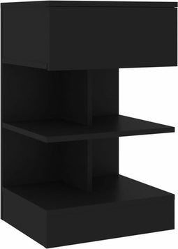 vidaXL - Nachtkastje - 40x35x65 - cm - bewerkt - hout - zwart