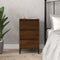vidaXL - Nachtkastje - 40x35x70 - cm - bewerkt - hout - bruin - eikenkleur