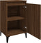 vidaXL - Nachtkastje - 40x35x70 - cm - bewerkt - hout - bruin - eikenkleur