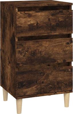 vidaXL - Nachtkastje - 40x35x70 - cm - bewerkt - hout - gerookt - eikenkleurig