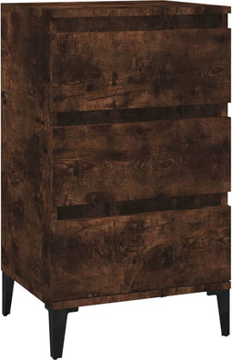 vidaXL - Nachtkastje - 40x35x70 - cm - bewerkt - hout - gerookt - eikenkleurig