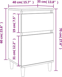 vidaXL - Nachtkastje - 40x35x70 - cm - bewerkt - hout - grijs - sonoma - eikenkleurig