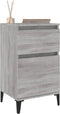 vidaXL - Nachtkastje - 40x35x70 - cm - bewerkt - hout - grijs - sonoma - eikenkleurig