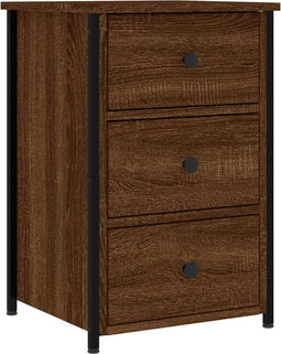 vidaXL - Nachtkastje - 40x36x60 - cm - bewerkt - hout - bruin - eikenkleur