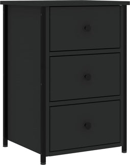 vidaXL - Nachtkastje - 40x36x60 - cm - bewerkt - hout - zwart
