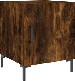 vidaXL - Nachtkastje - 40x40x50 - cm - bewerkt - hout - gerookt - eikenkleurig