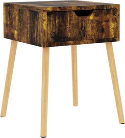 vidaXL - Nachtkastje - 40x40x56 - cm - bewerkt - hout - gerookt - eikenkleurig