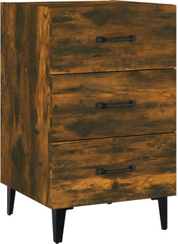 vidaXL - Nachtkastje - 40x40x66 - cm - bewerkt - hout - gerookt - eikenkleurig