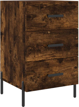 vidaXL - Nachtkastje - 40x40x66 - cm - bewerkt - hout - gerookt - eikenkleurig