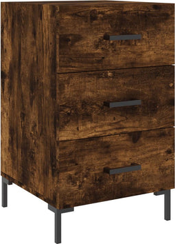 vidaXL - Nachtkastje - 40x40x66 - cm - bewerkt - hout - gerookt - eikenkleurig