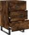 vidaXL - Nachtkastje - 40x40x66 - cm - bewerkt - hout - gerookt - eikenkleurig