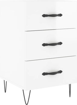 vidaXL - Nachtkastje - 40x40x66 - cm - bewerkt - hout - hoogglans - wit