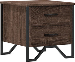 vidaXL - Nachtkastje - 40x41x40 - cm - bewerkt - hout - bruin - eikenkleurig