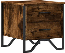 vidaXL - Nachtkastje - 40x41x40 - cm - bewerkt - hout - gerookt - eikenkleurig