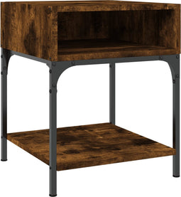 vidaXL - Nachtkastje - 40x41x50 - cm - bewerkt - hout - gerookt - eikenkleurig