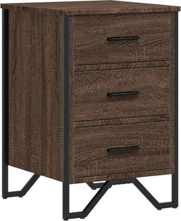 vidaXL - Nachtkastje - 40x41x60 - cm - bewerkt - hout - bruin - eikenkleur